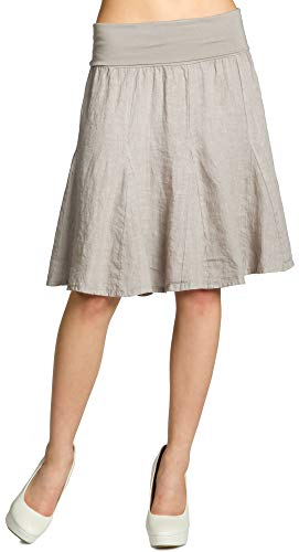 Caspar RO014 Damen Leinenrock mit figurfreundlichem Stretch Bund, Farbe:Taupe, Mode Größe:L-XL von Caspar