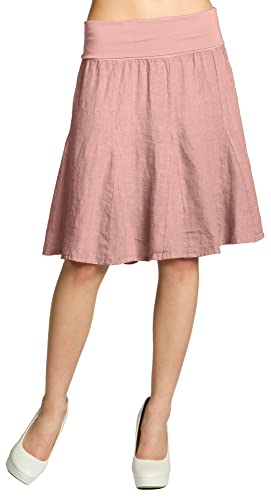 Caspar RO014 Damen Leinenrock mit figurfreundlichem Stretch Bund, Farbe:rosa, Mode Größe:L-XL von Caspar