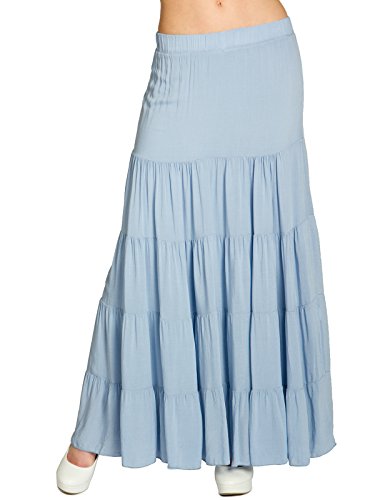 Caspar RO020 Langer eleganter Damen Maxi Sommer Rock Faltenrock, Farbe:blau, Mode Größe:L/XL von Caspar