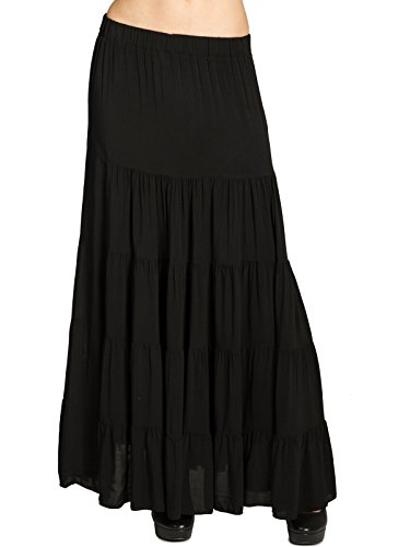 Caspar RO020 Langer eleganter Damen Maxi Sommer Rock Faltenrock, Farbe:schwarz, Mode Größe:S/M von Caspar