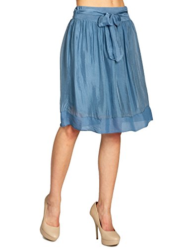 Caspar RO024 hauchzarter Leichter knielanger Midi Damen Sommer Rock, Farbe:Jeansblau, Mode Größe:S/M von Caspar