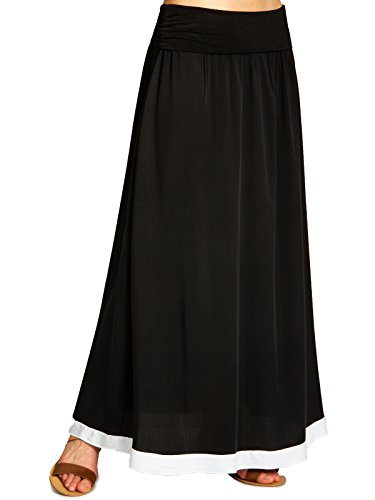 Caspar RO026 eleganter Leichter Langer Damen Sommer Maxirock, Farbe:schwarz, Größe:S/M von Caspar