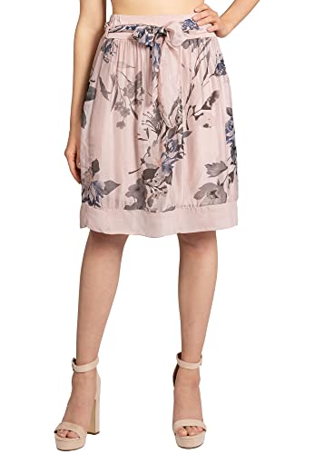 Caspar RO033 hauchzarter Leichter knielanger Midi Damen Sommer Rock mit Blumen Print, Farbe:rosa, Mode Größe:36 von Caspar