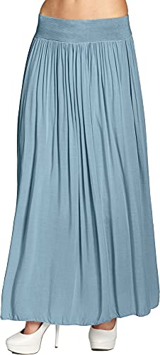 Caspar RO034 Leichter Langer Damen Sommerrock Größen XS bis XL, Farbe:Jeans blau, Mode Größe:34 von Caspar