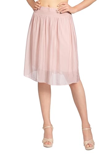 Caspar RO035 hauchzarter Leichter knielanger Midi Damen Sommer Rock, Farbe:Altrosa, Mode Größe:36 von Caspar