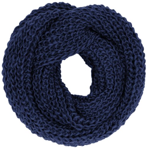 Caspar SC242 klassischer Damen Grobstrick Loop Schlauchschal, Farbe:dunkelblau von Caspar