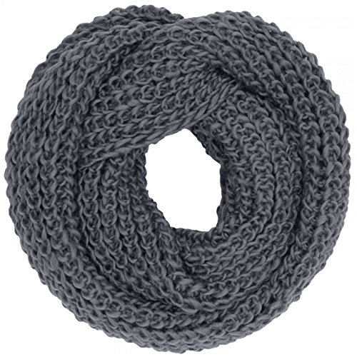 Caspar SC242 klassischer Damen Grobstrick Loop Schlauchschal, Farbe:grau meliert von Caspar