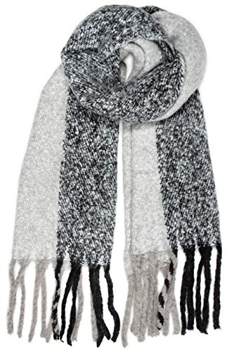 Caspar SC485 Damen XXL Fransen Karo Schal, Farbe:grau, Größe:One Size von Caspar