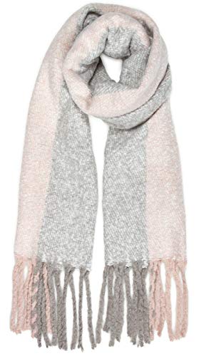 Caspar SC485 Damen XXL Fransen Karo Schal, Größe:One Size, Farbe:rosa von Caspar