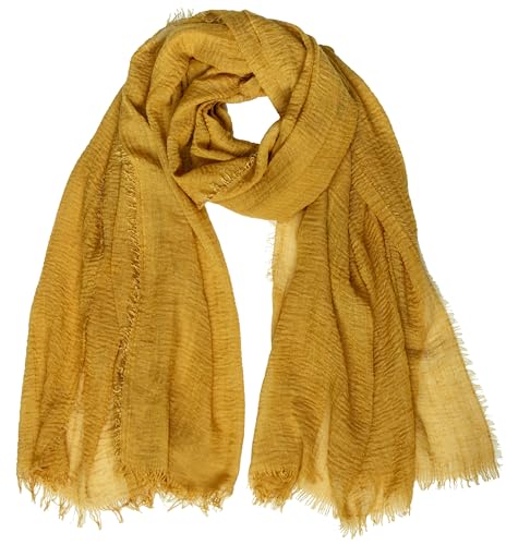 Caspar SC503 Damen XL Vintage Schal mit kleinen Fransen, Farbe:curry, Größe:Einheitlich Caspar SC503 Damen XL Vintage Schal mit kleinen Fransen, Farbe:curry, Größe:Einheitlich von Caspar