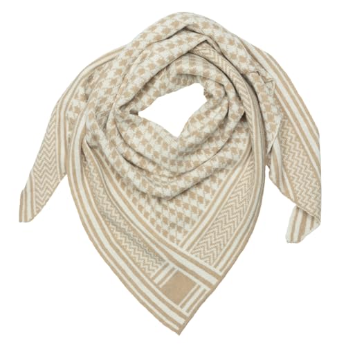 Caspar SC512 Damen dicker XXL Winter Schal Dreieckstuch mit klassischem Hahnentritt Muster, Farbe:beige, Mode Größe:One Size von Caspar