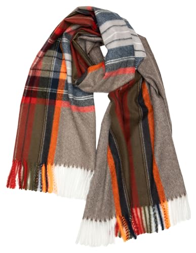 Caspar SC513 Damen XXL Fransen Tartan Plaid Winter Schal, Farbe:taupe, Mode Größe:One Size von Caspar