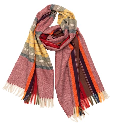 Caspar SC513 Damen XXL Fransen Tartan Plaid Winter Schal, Farbe:weinrot, Mode Größe:One Size von Caspar