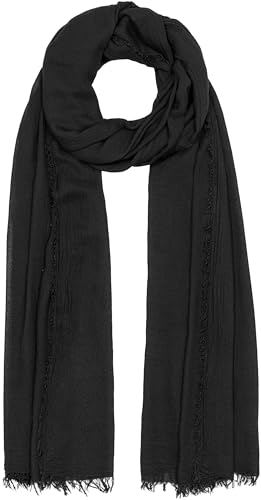 Caspar SC529 Damen Sommer Schal aus weicher Bambusfaser unifarben, Farbe:schwarz von Caspar