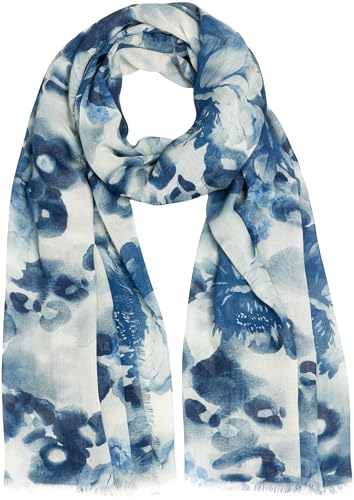 Caspar SC531 Damen Sommer Schal aus weichem Modal gemustert, Farbe:dunkelblau von Caspar