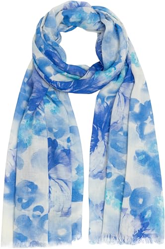 Caspar SC531 Damen Sommer Schal aus weichem Modal gemustert, Farbe:hellblau von Caspar
