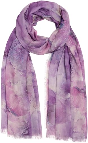 Caspar SC532 Damen Sommer Schal aus weichem Modal floralem Muster, Farbe:lila Caspar SC532 Damen Sommer Schal aus weichem Modal floralem Muster, Farbe:lila von Caspar