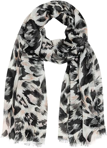 Caspar SC533 Damen Schal aus weichem Modal Animal Print Leo Muster, Farbe:schwarz von Caspar