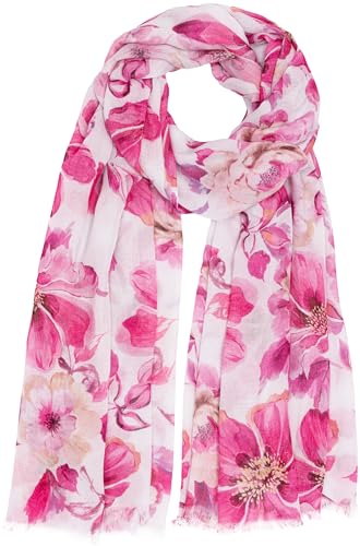 Caspar SC534 Damen Sommer Schal aus weichem Modal floralem Blumen Muster, Farbe:fuchsia von Caspar