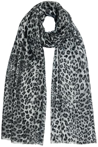 Caspar SC542 weicher Damen Schal mit exotischem Leo Muster Animal Print, Farbe:dunkelgrau von Caspar