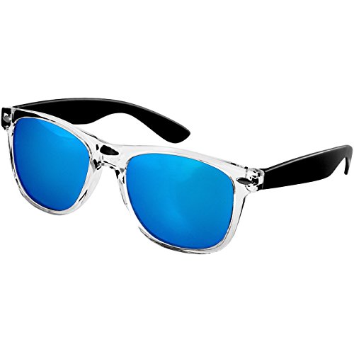 Caspar SG017 Damen Retro Design Sonnenbrille, Farbe:schwarz/blau verspiegelt von Caspar