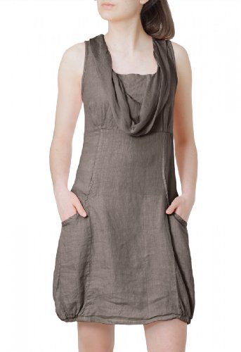 Caspar SKL002 Damen Elegantes leichtes Sommerkleid aus Leinen mit Seidenkragen, Farbe:Khaki, Größe:XXL Caspar SKL002 Damen Elegantes leichtes Sommerkleid aus Leinen mit Seidenkragen, Farbe:Khaki, Größe:XXL von Caspar