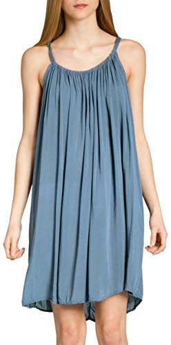 Caspar SKL010 Damen leichtes Baumwoll Sommer Strandkleid, Farbe:Jeans blau, Größe:36 von Caspar