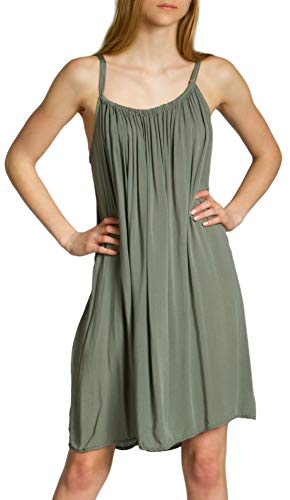 Caspar SKL010 Damen leichtes Baumwoll Sommer Strandkleid, Farbe:Oliv grün, Größe:38 von Caspar