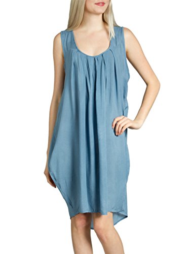 Caspar SKL011 leichtes hauchzartes Damen Sommerkleid, Farbe:Jeans blau, Größe:One Size (XS.S.M.L) von Caspar