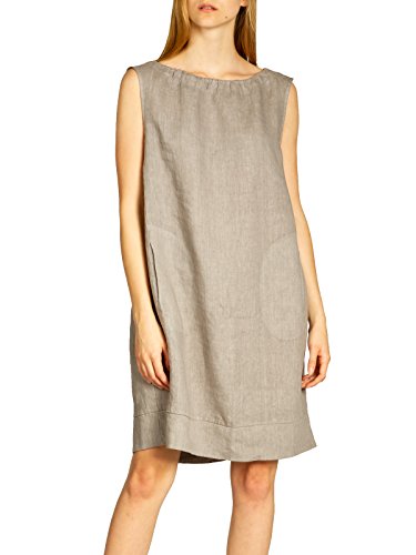 Caspar SKL017 lässiges knielanges Damen Sommer Leinenkleid, Farbe:Taupe, Größe:36 von Caspar