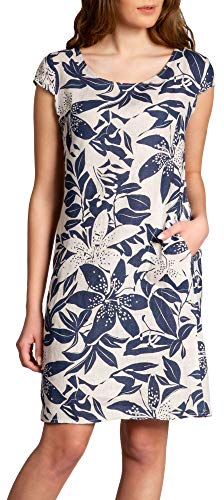 Caspar SKL026 knielanges Elegantes Damen Sommer Leinenkleid, Farbe:beige, Größe:XL - DE42 UK14 IT46 ES44 US12 von Caspar