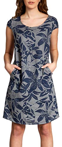 Caspar SKL026 knielanges Elegantes Damen Sommer Leinenkleid, Farbe:dunkelgrau, Größe:L - DE40 UK12 IT44 ES42 US10 von Caspar