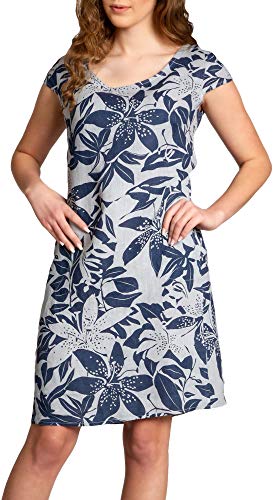 Caspar SKL026 knielanges Elegantes Damen Sommer Leinenkleid, Farbe:grau, Größe:M - DE38 UK10 IT42 ES40 US8 von Caspar