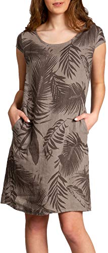 Caspar SKL027 knielanges Elegantes Damen Sommer Leinenkleid bis Größe 50, Farbe:Taupe, Größe:5XL - DE50 UK22 IT54 ES52 US20 von Caspar