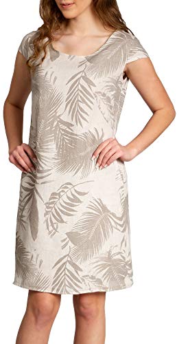 Caspar SKL027 knielanges Elegantes Damen Sommer Leinenkleid bis Größe 50, Farbe:beige, Größe:5XL - DE50 UK22 IT54 ES52 US20 von Caspar