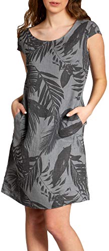 Caspar SKL027 knielanges Elegantes Damen Sommer Leinenkleid bis Größe 50, Farbe:dunkelgrau, Größe:3XL - DE46 UK18 IT50 ES48 US16 von Caspar