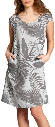 Caspar SKL027 knielanges Elegantes Damen Sommer Leinenkleid bis Größe 50, Farbe:hellgrau, Größe:3XL - DE46 UK18 IT50 ES48 US16 von Caspar