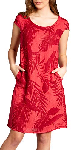 Caspar SKL027 knielanges Elegantes Damen Sommer Leinenkleid bis Größe 50, Farbe:rot, Größe:4XL - DE48 UK20 IT52 ES50 US18 von Caspar