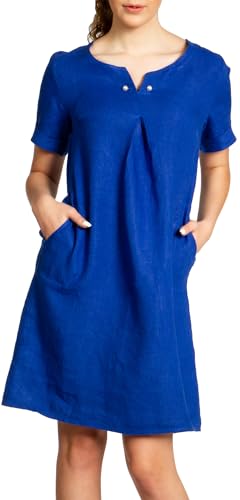 Caspar SKL029 knielanges Damen Sommer Leinenkleid mit elegantem Perlen Dekor, Farbe:royal blau, Größe:XL - DE42 UK14 IT46 ES44 US12 Caspar SKL029 knielanges Damen Sommer Leinenkleid mit elegantem Perlen Dekor, Farbe:royal blau, Größe:XL - DE42 UK14 IT46 ES44 US12 von Caspar