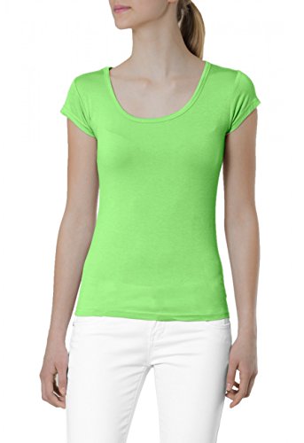 Caspar SRT005 Klassisches Damen Basic Kurzarm Shirt, Farbe:hell grün, Größe:S - DE36 UK8 IT40 ES38 US6 von Caspar