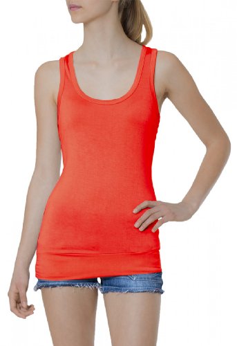 Caspar SRT006 lässiges Damen Basic Longtop unifarben, Farbe:rot von Caspar