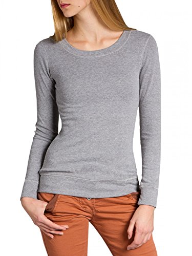 Caspar SRT024 figurfreundliches Damen Langarm Shirt, Farbe:hellgrau, Größe:L von Caspar