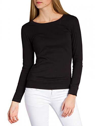 Caspar SRT024 figurfreundliches Damen Langarm Shirt, Farbe:schwarz, Größe:M von Caspar