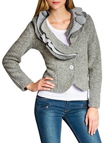 Caspar STJ016 Damen Wolljacke, Farbe:grau, Größe:XL - DE42 UK14 IT46 ES44 US12 von Caspar