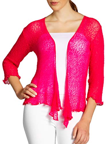 Caspar STJ022 leichte Damen Sommer Strickjacke mit 3/4 Arm, Farbe:pink, Größe:Einheitsgröße (36 bis 40) von Caspar