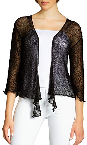 Caspar STJ022 leichte Damen Sommer Strickjacke mit 3/4 Arm, Farbe:schwarz, Größe:Einheitsgröße (36 bis 40) von Caspar