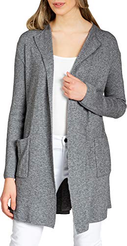 Caspar STJ023 lange Damen Strickjacke, Farbe:grau meliert, Größe:Einheitsgröße (36 bis 42) von Caspar