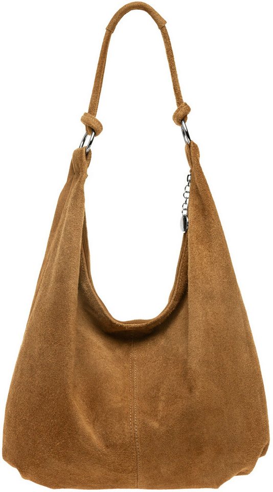 Caspar Schultertasche Damen Vintage Leder Tasche Hobo Bag - CLASSIC LINE - Modell No.617, 100% italienisches Veloursleder, samtig weich, angenehmer Tragekomfort von Caspar