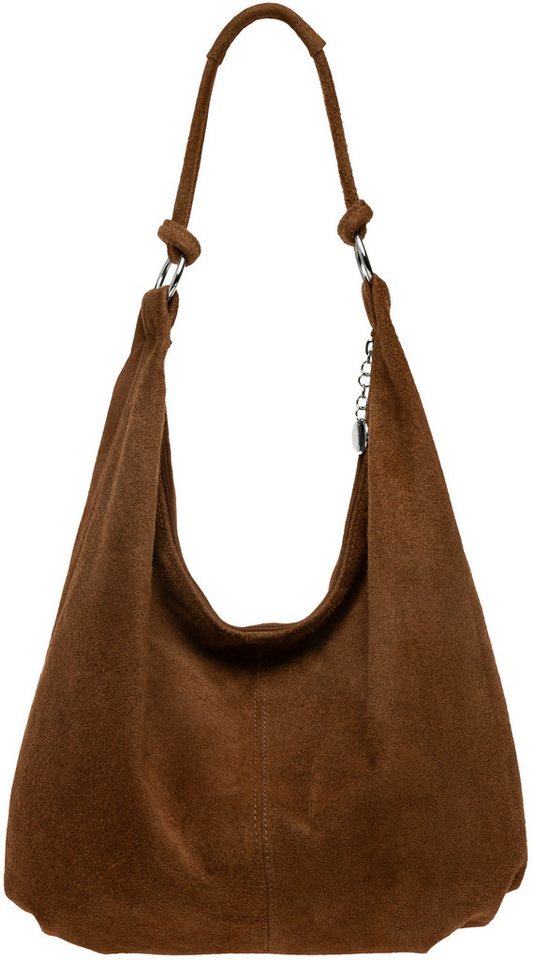 Caspar Schultertasche Damen Vintage Leder Tasche Hobo Bag - CLASSIC LINE - Modell No.617, 100% italienisches Veloursleder, samtig weich, angenehmer Tragekomfort von Caspar