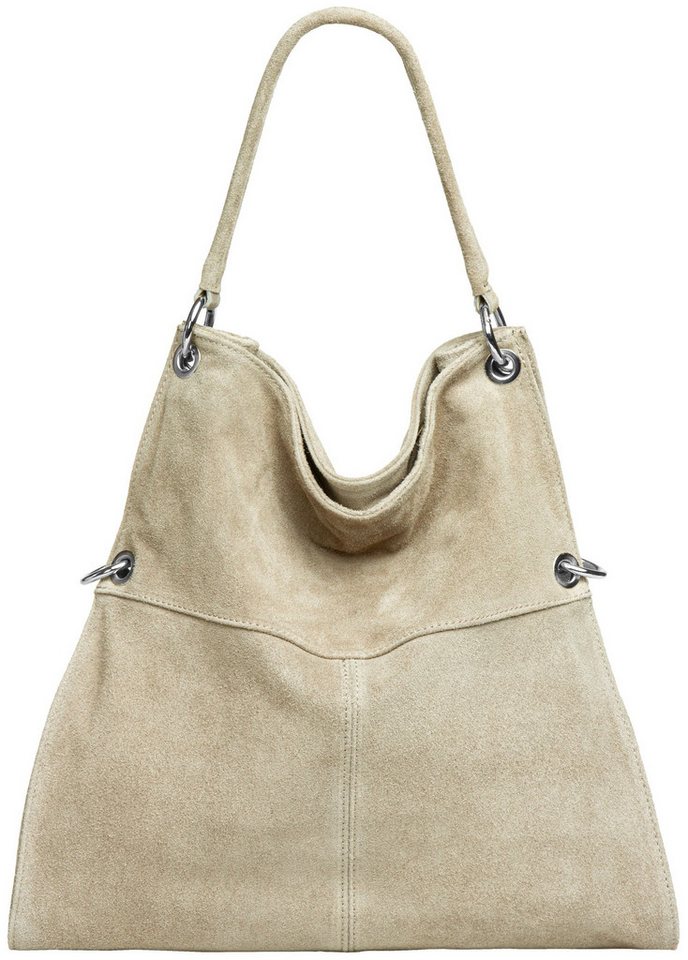 Caspar Schultertasche Große Vintage Damen Leder Handtasche - PREMIUM LINE - Modell No.805, samtig weich, angenehmer Tragekomfort - 100% Wildleder - Made in Italy von Caspar